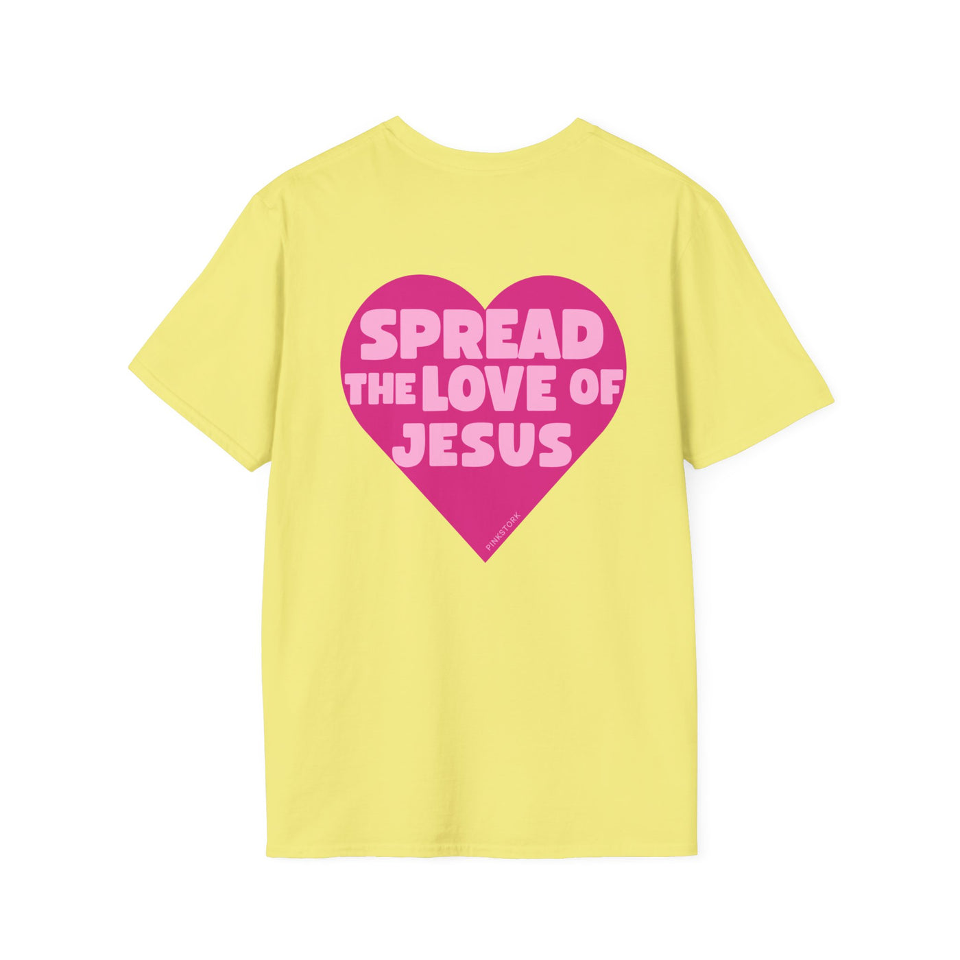 Spread the Love of Jesus T-Shirt | Pink Heart Christian Tee for Women | Soft, LightWeight Cotton T Shirt | 100% Ringspun Cotton