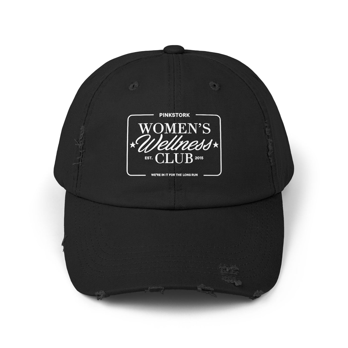 Pink Stork Women's Wellness Club Cap | Distressed Baseball Hat, Pink Retro Logo