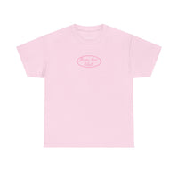 pink hand-drawn heart script tee | white t-shirt