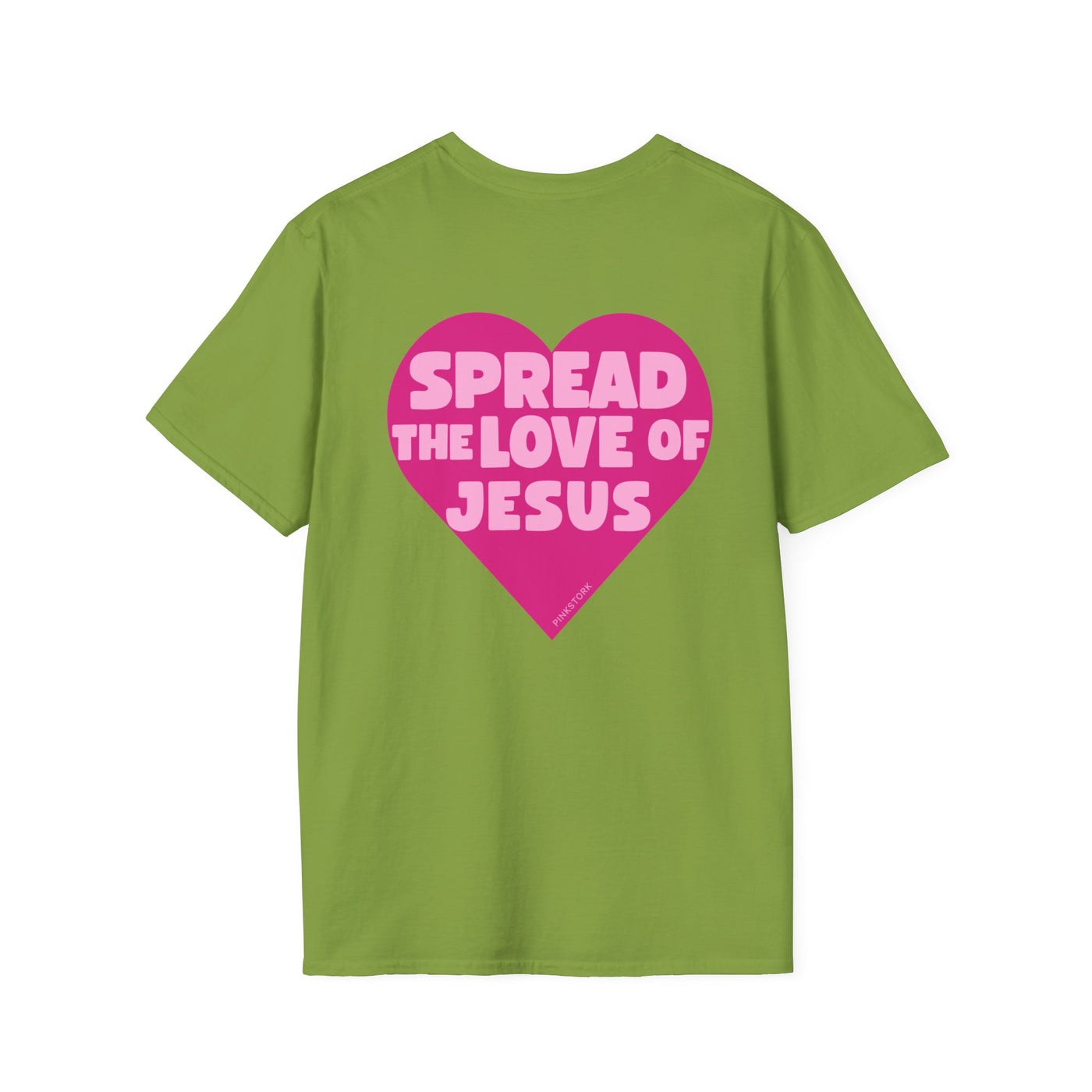 Spread the Love of Jesus T-Shirt | Pink Heart Christian Tee for Women | Soft, LightWeight Cotton T Shirt | 100% Ringspun Cotton