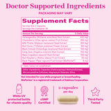 Pink Stork Ashwagandha, Maca Root, and Black Cohosh supplement facts panel.