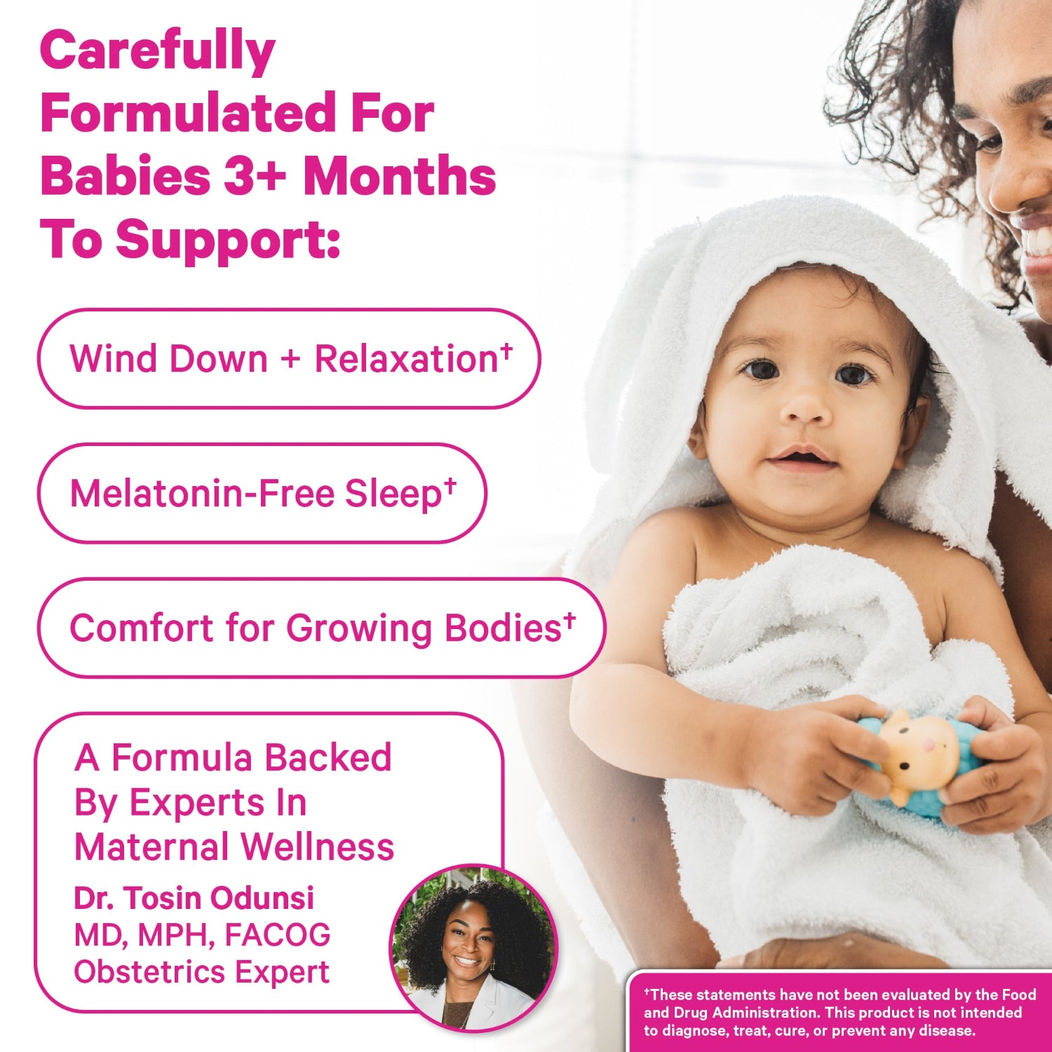 Mom and baby with benefits for bath flakes
