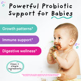 Baby with cake all over their hands and face. Powerful probiotic support for babies. Clean + simple ingredients.