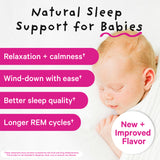 Baby sleeping. Natural sleep support for babies. New + improved flavor.