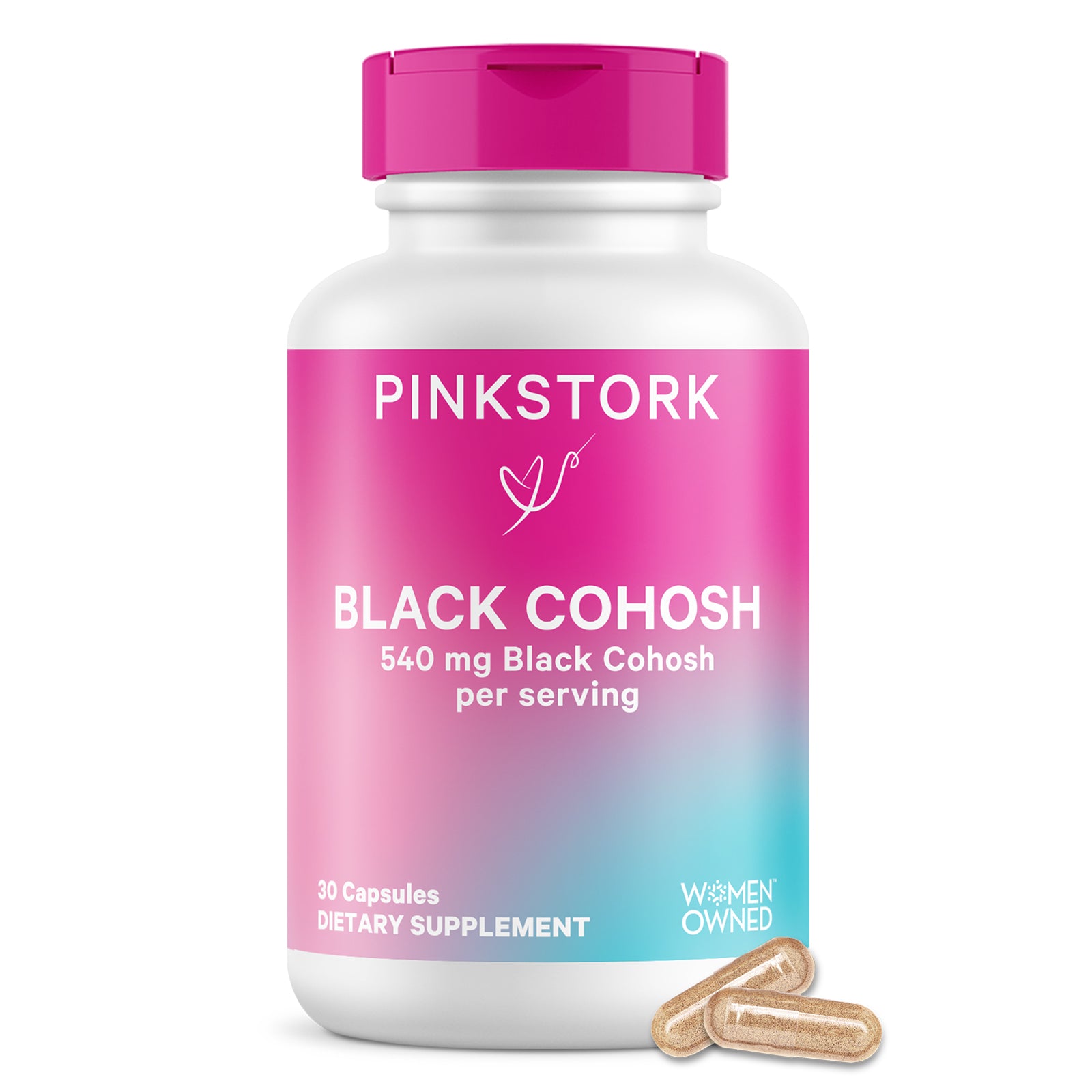 Pink Stork Black Cohosh bottle in a white background