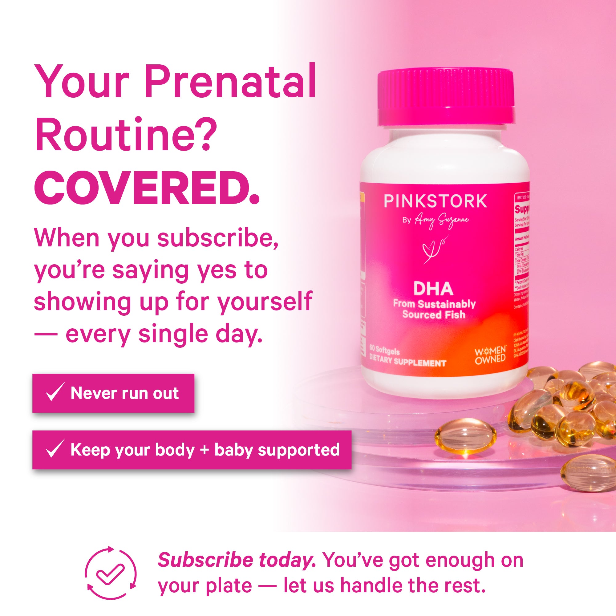 Pink Stork DHA Prenatal routine covered.