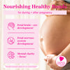 Close-up of pregnant belly with woman holding it. Nourishing healthy bonds  for during + after pregnancy.