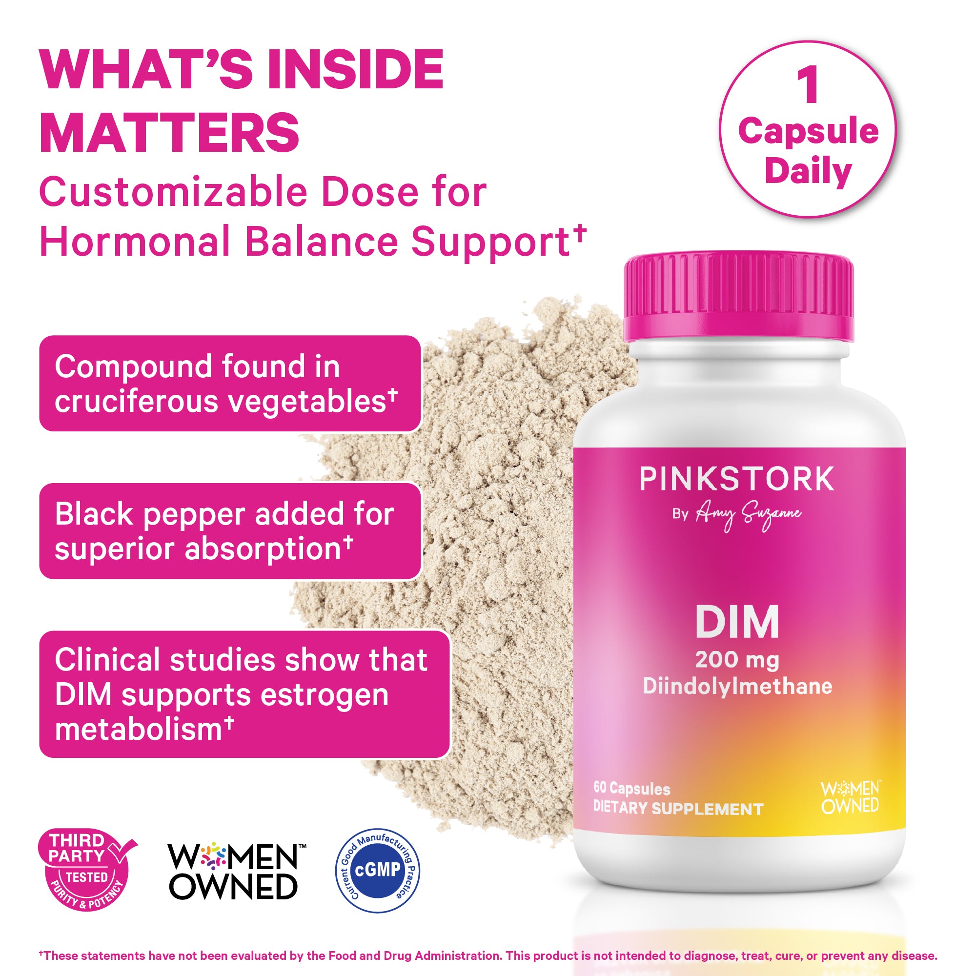 Pink Stork DIM dietary supplement benefits and support