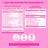 Pink Stork Fertility Bundle Supplement Facts.  Unsweetened Mint Flavor.