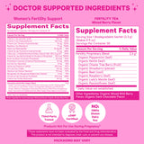 Pink Stork Fertility Bundle Supplement Facts.  Mixed Berry Flavor.
