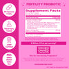 Pink Stork Fertility Probiotic supplement facts.