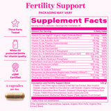 Pink Stork Fertility Support supplement facts panel.