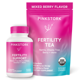 Pink Stork Fertility Bundle. Includes Fertility Support and Fertility Tea - Mixed Berry.