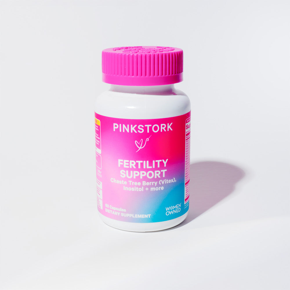 Bottle of Pink Stork Fertility Support.