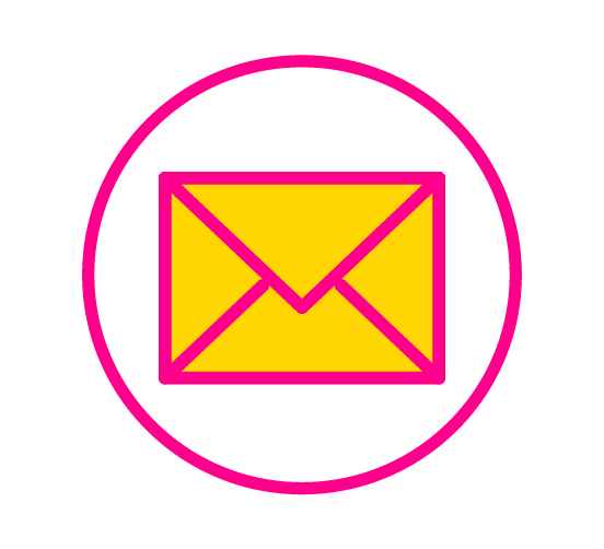 icon of a yellow envelope with a pink outline