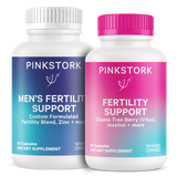 Pink Stork His and Hers Supplement Duo. Includes Blue Stork Men's Fertility Support and Pink Stork Fertility Support.