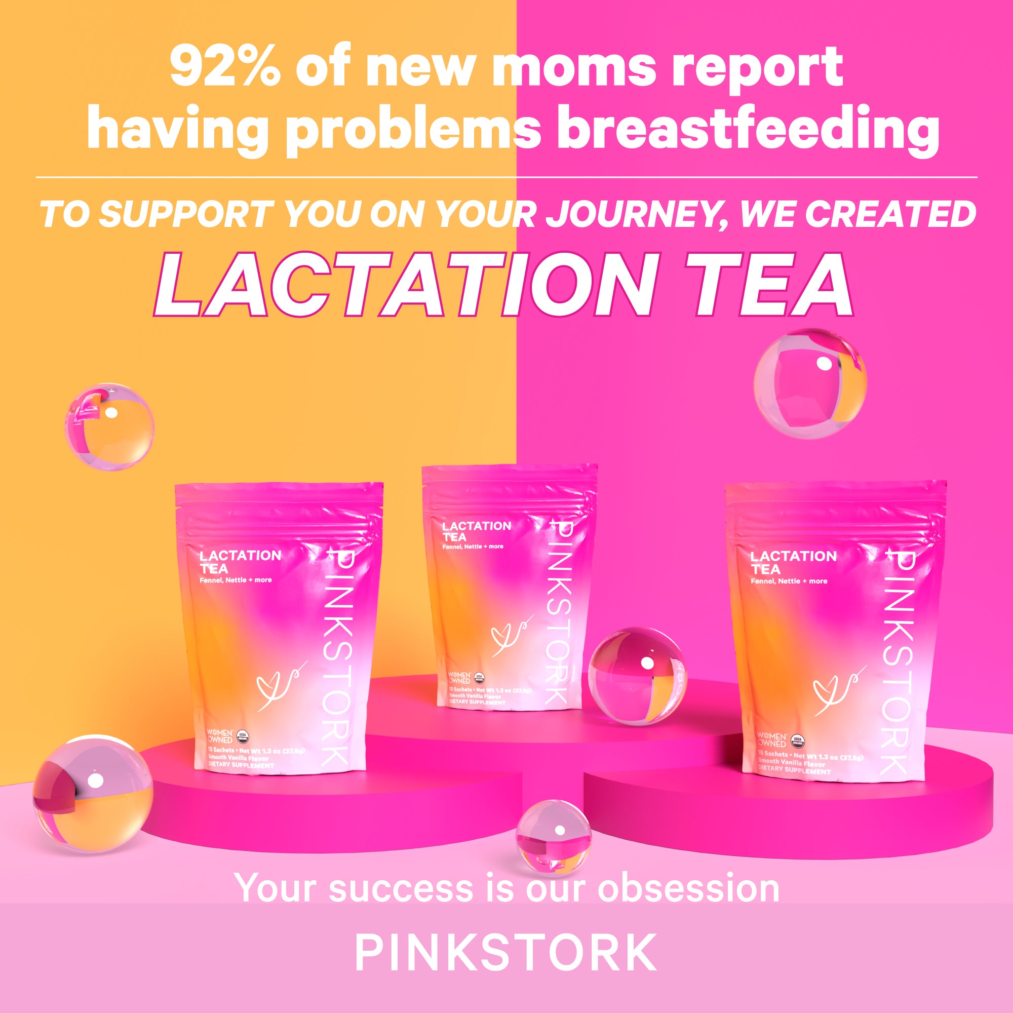 Pink Stork Lactation Support Bundle for Breastfeeding Women - Lactation  Supplements, Nursing Tea, and Sweets for Breast Milk Supply and Flow, with