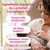 Woman looking down at her baby white it breastfeeds. Ingredients supported by lactation consultants for breast milk production, let down support, and mammary tissue development.