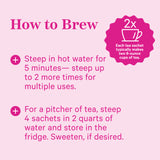 Directions on how to brew a cup of Pink Stork tea.