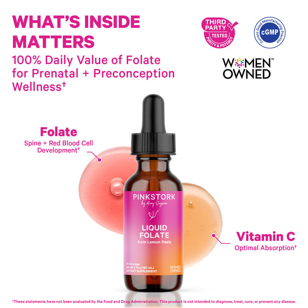 Pink Stork Liquid Folate supplement with vitamin C 