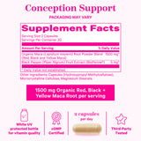 Pink Stork Maca Root supplement fact panel.