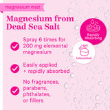 Droplets of water on pink background. Magnesium from Dead Sea Salt. Rapidly absorbing and unscented.