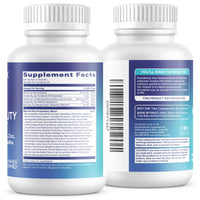Two supplement bottles with labels showing 'Supplement Facts' and 'Product Description' on a white background.