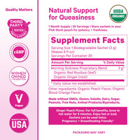 Pink Stork Morning Sickness Tea Supplement Facts Panel