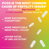 Capsules raining from the sky. PCOS is the most common cause of fertility issues. 3.6:! blend of Myo-Inositol and D-Chiro-Inositol has been link to: More successful conception, more predictable menstrual cycles, and higher rates of implantation. 