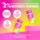 Two bottles of Myo/Chiro 3.6:1 ratio propped against a bright, multi-colored background. Only 2% of businesses in our space are certified women-owned. 
