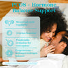 Couple laying in bed smiling at each other while touching noses. PCOS + hormone balance support. Menstrual cycle regularity, ovarian function, predictable ovulation for conception, and progesterone + androgen/estrogen balance.