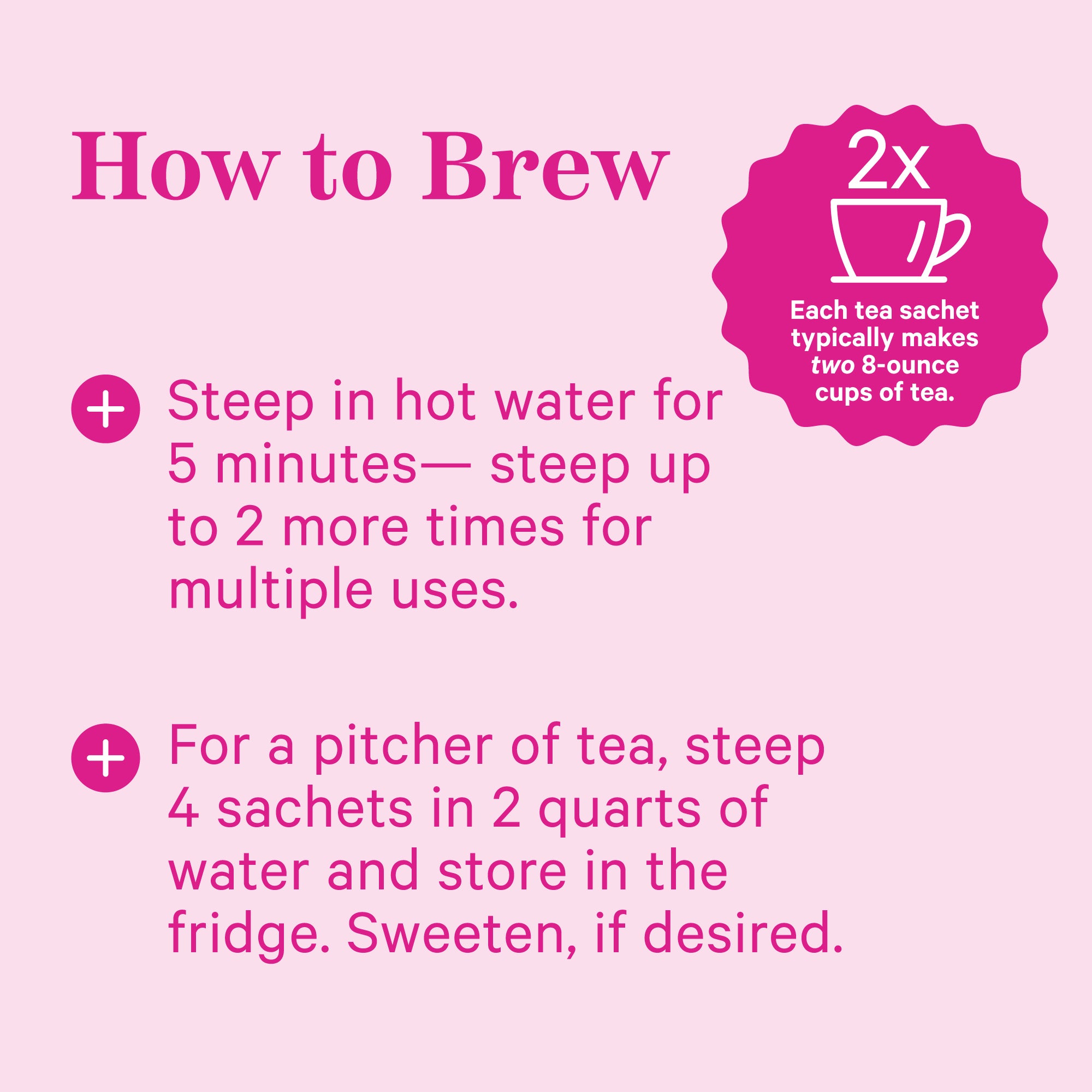 Directions with a graphic on how to brew Pink Stork tea.