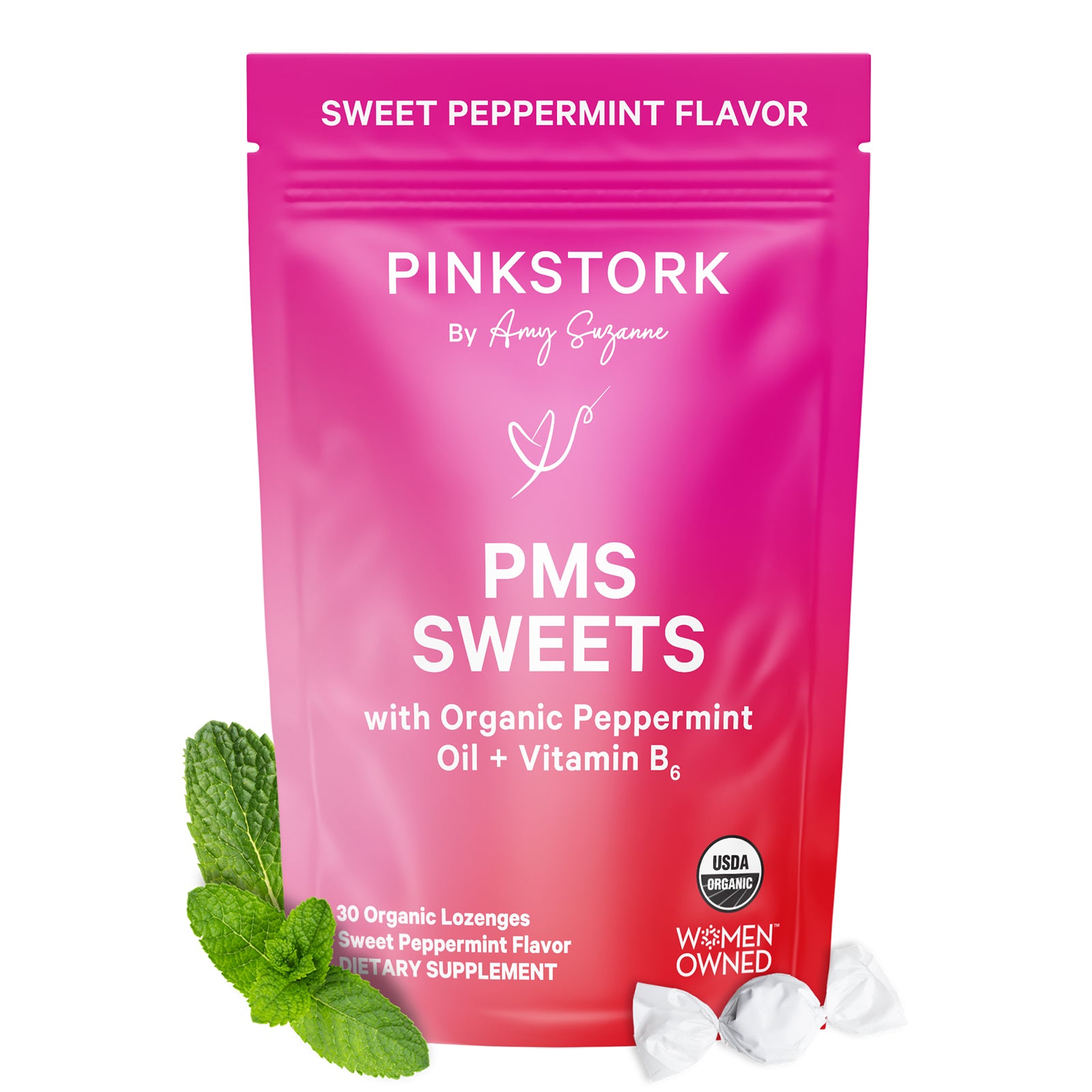 PMS Sweets pouch on a white background.