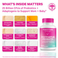 Pink Stork Postpartum Probiotic ingredients and benefits.