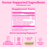 Pink Stork Postpartum Probiotic supplement facts panel.