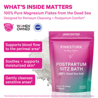 Pink Stork Postpartum Sitz Bath with 100% Dead Sea magnesium salt
