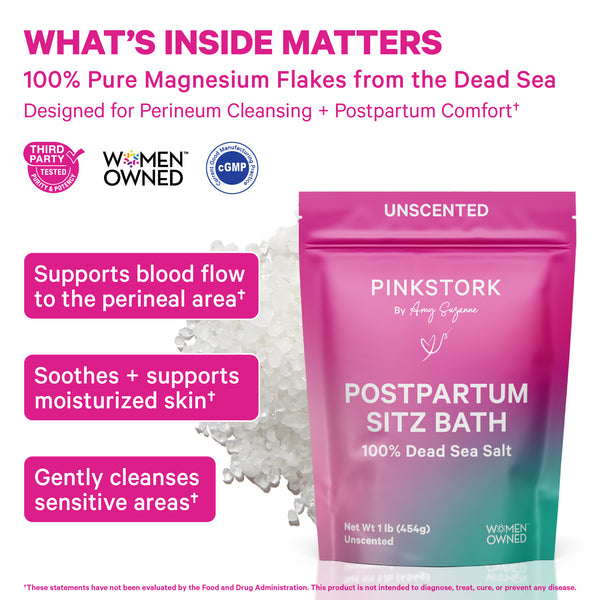 Pink Stork Postpartum Sitz Bath with 100% Dead Sea magnesium salt