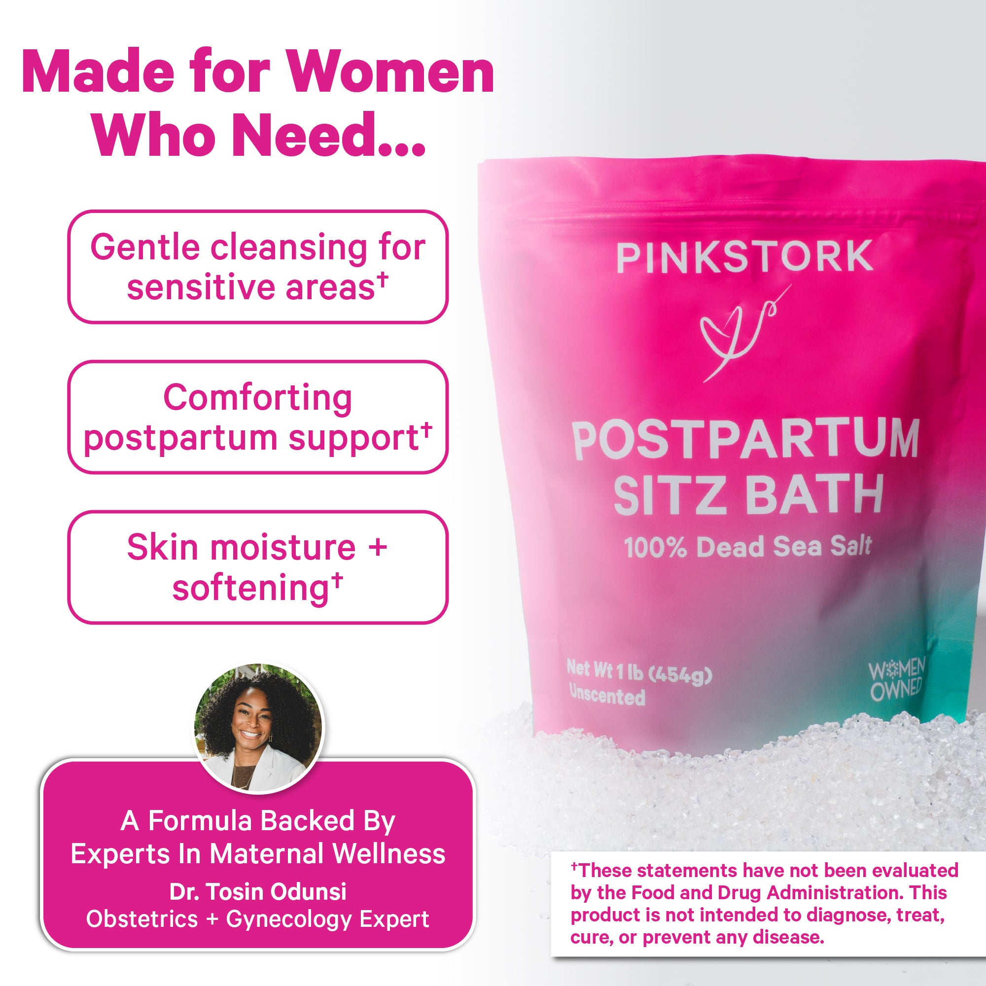 Pink Stork Postpartum Sitz Bath listing supports.