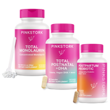 Pink Stork Postpartum Regimen: Total Monolaurin, Postpartum Probiotic, Total Postnatal + DHA