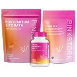 Pink Stork Pregnancy Loss Recovery Care Package. Includes Postpartum Sitz Bath, Care Tea, and Total Women's Multi.