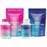 Pink Stork Fertility Bundle includes both Men's and Women's Fertility Tea and Fertility Support. Mixed Berry Fertility Tea for Her.