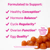 Pile of Pink Stork Premium Fertility Gummies. Clinically proven ingredients.