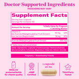 Pink Stork Prenatal Iron supplement facts panel.