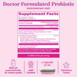 Pink Stork Prenatal Probiotic supplement facts panel.