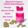 Bottle of Pink Stork Total Lactation Fenugreek Free with capsules surrounding it. Blend of 5 herbal galactagogues.