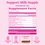 Pink Stork Total Lactation Fenugreek Free supplement facts panel.