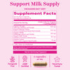 Pink Stork Total Lactation Fenugreek Free supplement facts panel.