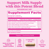 Pink Stork Total Lactation supplement facts panel.