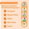 For breastfeeding women. Blend of 5 organic herbal Galactagogues. Fenugreek, Blessed Thistle, Alfalfa, Milk Thistle, Fennel.