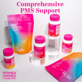 Assortment of Pink Stork PMS and general wellness products. Comprehensive PMS support.